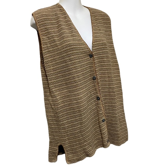 Vintage Star Cody Tan Stripe Knit Sweater Vest - Picture 2 of 10